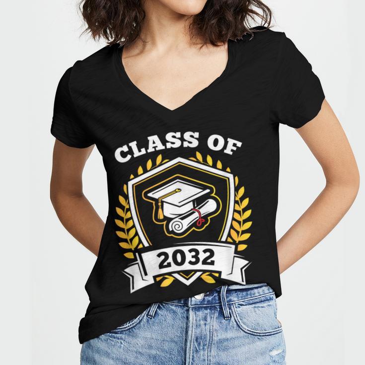 Class Of 2032 Class Of 2032 Graduation T-Shirt Women's Jersey Short Sleeve Deep V-Neck Tshirt