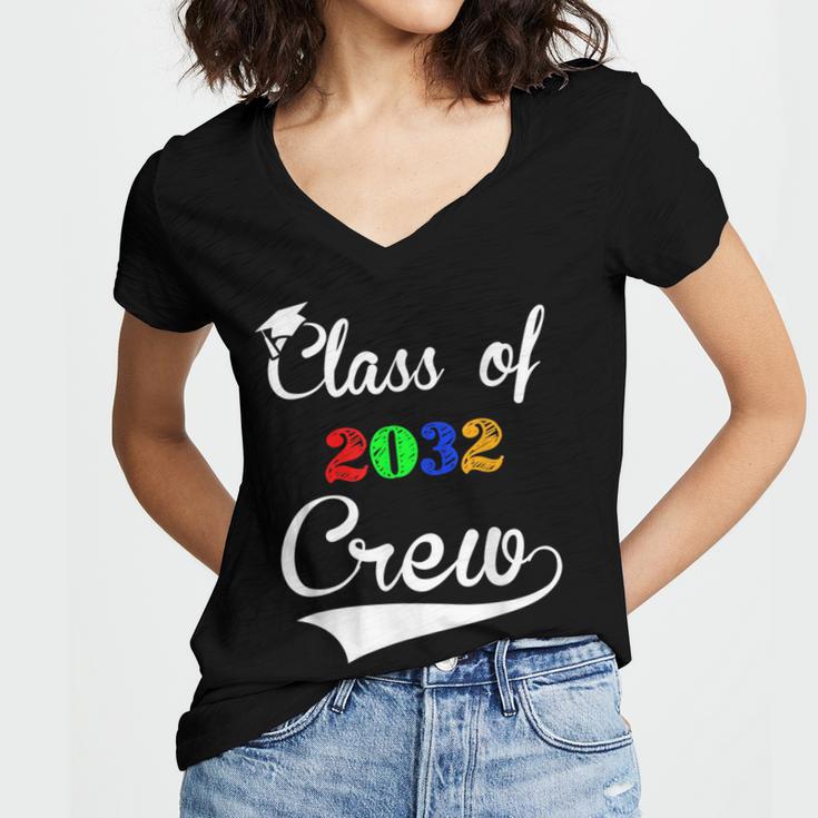 Class Of 2032 Kindergarten Back To School Graduation Women's Jersey Short Sleeve Deep V-Neck Tshirt