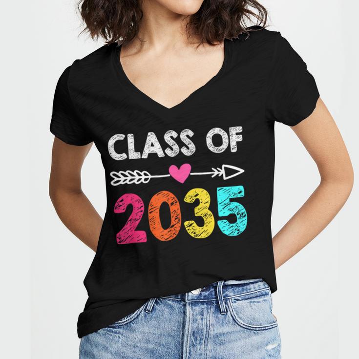 Class Of 2035 Kindergarten Pre K Grow With Me Graduation Women's Jersey Short Sleeve Deep V-Neck Tshirt
