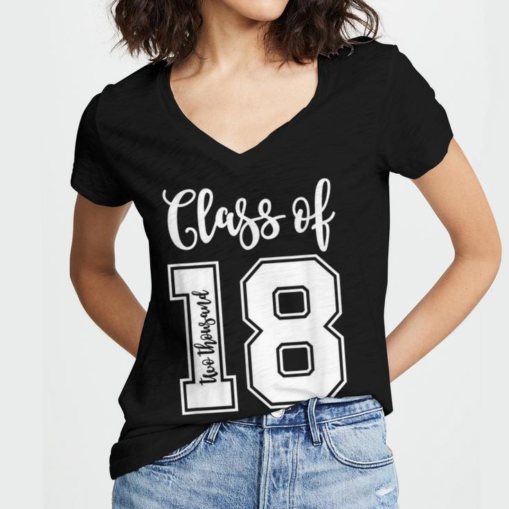 Class Of Two Thousand 18 Shirt Graduation T-Shirt Women's Jersey Short Sleeve Deep V-Neck Tshirt