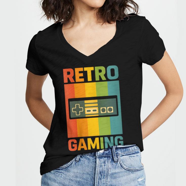 Classic Retro Gaming Nostalgia Women's Jersey Short Sleeve Deep V-Neck Tshirt Classic Retro Gaming Nostalgia Women's Jersey Short Sleeve Deep V-Neck Tshirt