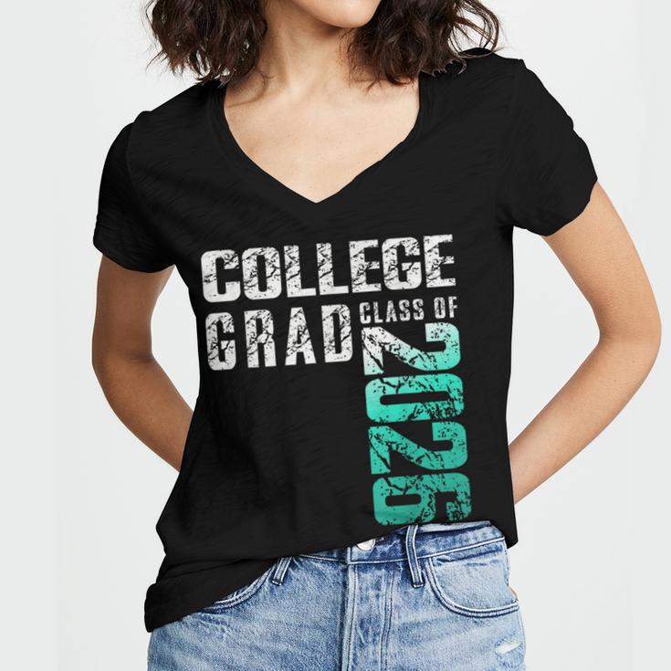 College Grad Class Of 2026 Graduation Women's Jersey Short Sleeve Deep V-Neck Tshirt