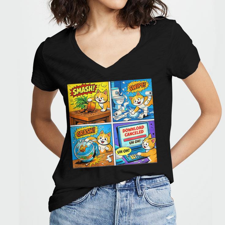 Comic Reader Comic Book Merch Vintage Reading Comic Books Women's Jersey Short Sleeve Deep V-Neck Tshirt