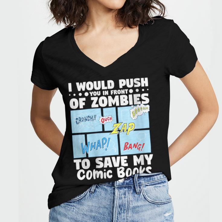 Comics Collecting Book Collector Guide Comics Lover Women's Jersey Short Sleeve Deep V-Neck Tshirt