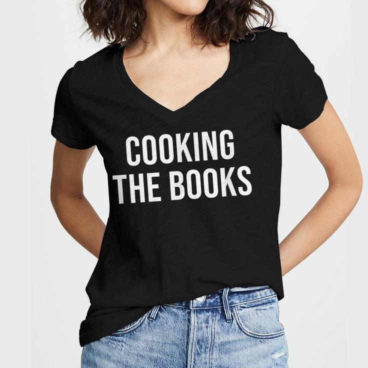 Cooking The Books Women's Jersey Short Sleeve Deep V-Neck Tshirt