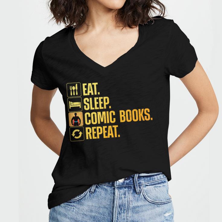 Cool Comic Books Art For Men Women Comic Book Lover Comics Women's Jersey Short Sleeve Deep V-Neck Tshirt