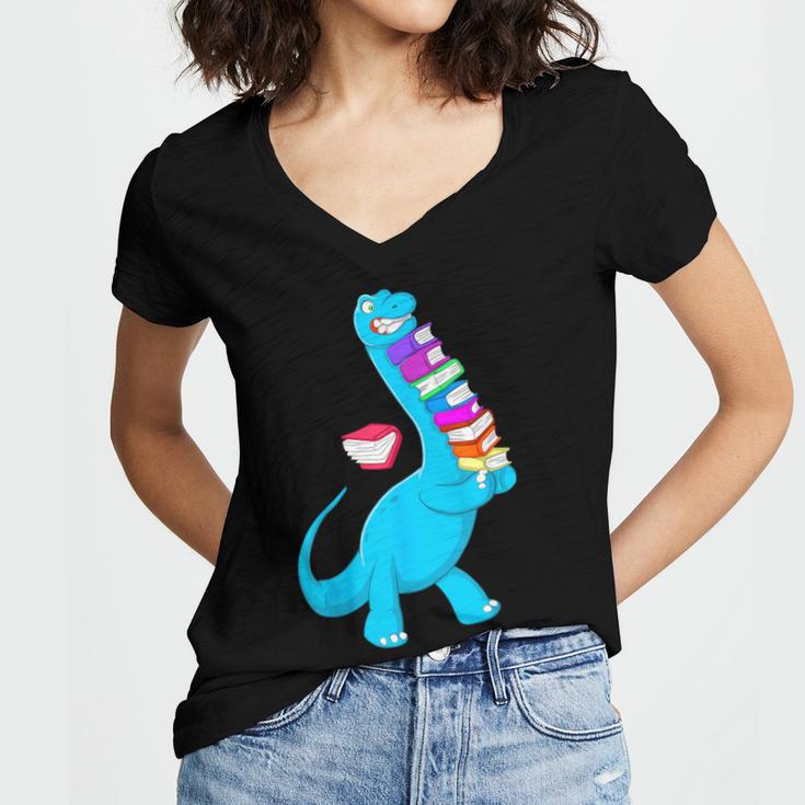 Cool Dinosaur Books Art For Men Women Libarian Book Lover Women's Jersey Short Sleeve Deep V-Neck Tshirt Cool Dinosaur Books Art For Men Women Libarian Book Lover Women's Jersey Short Sleeve Deep V-Neck Tshirt