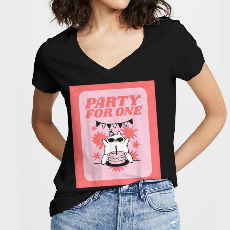 Cool Fun Cute Party Introvert Cat Character Women's Jersey Short Sleeve Deep V-Neck Tshirt Cool Fun Cute Party Introvert Cat Character Women's Jersey Short Sleeve Deep V-Neck Tshirt