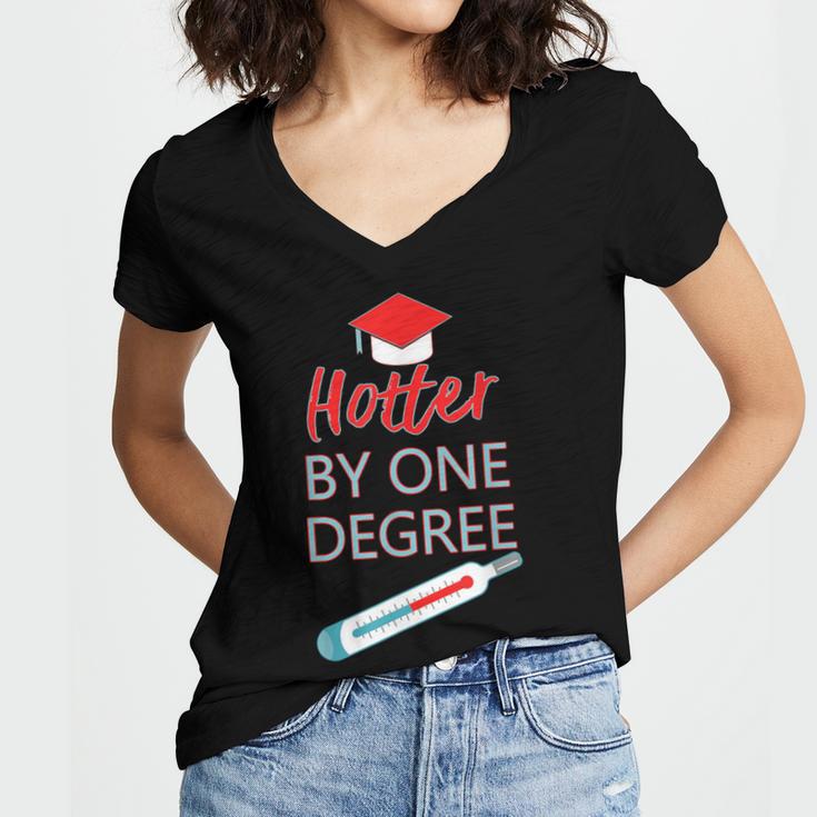 Cool Hotter By One Degree Graduation Teesadf Women's Jersey Short Sleeve Deep V-Neck Tshirt