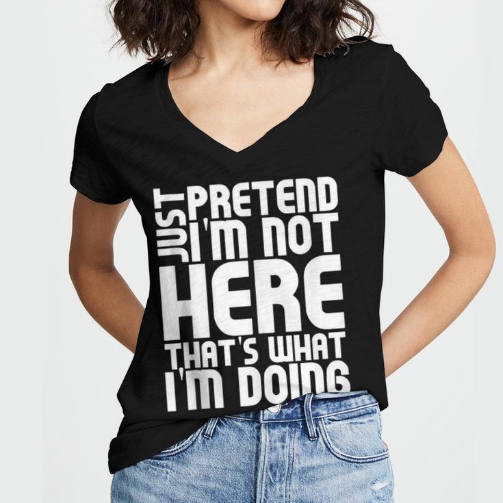 Cool Introvert Just Pretends I'm Not Heres Women's Jersey Short Sleeve Deep V-Neck Tshirt