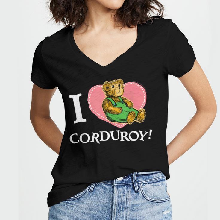 Corduroy I Heart Corduroy Teddy Bear Retro Children's Book Women's Jersey Short Sleeve Deep V-Neck Tshirt