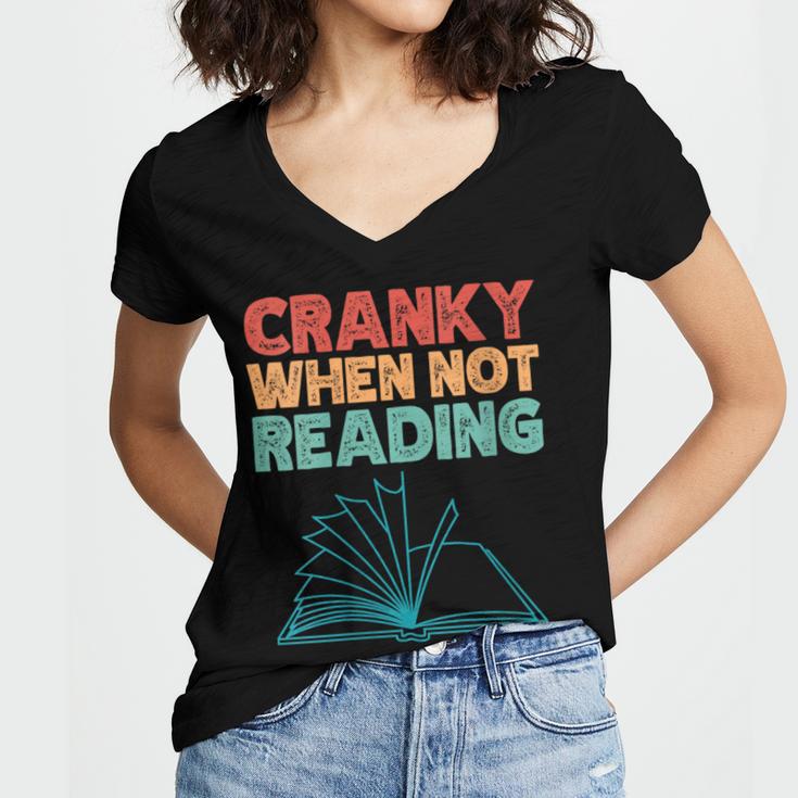 Cranky When Not Reading Retro Vintage Book Lover Women's Jersey Short Sleeve Deep V-Neck Tshirt Cranky When Not Reading Retro Vintage Book Lover Women's Jersey Short Sleeve Deep V-Neck Tshirt