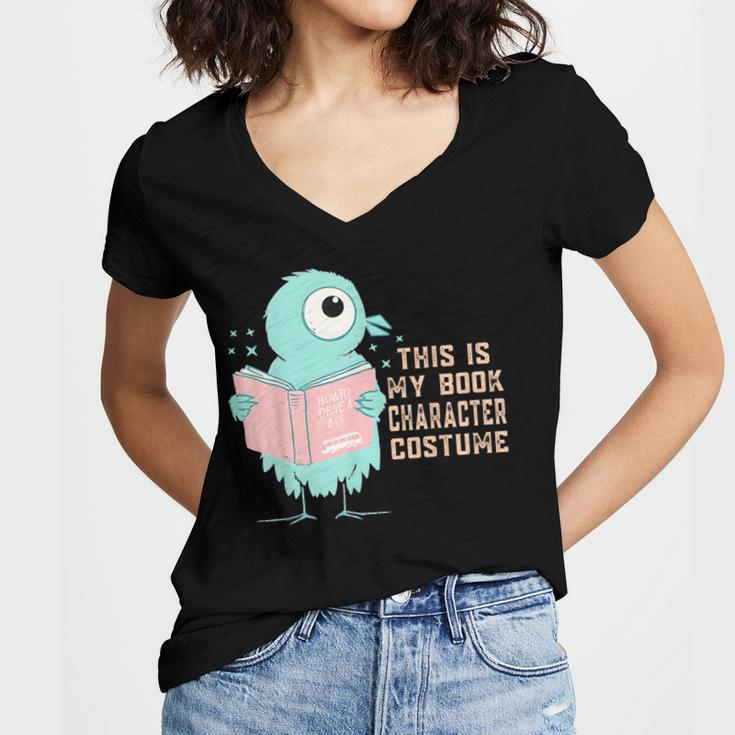 Cute Pigeon This Is My Book Character Costume For Reading Women's Jersey Short Sleeve Deep V-Neck Tshirt