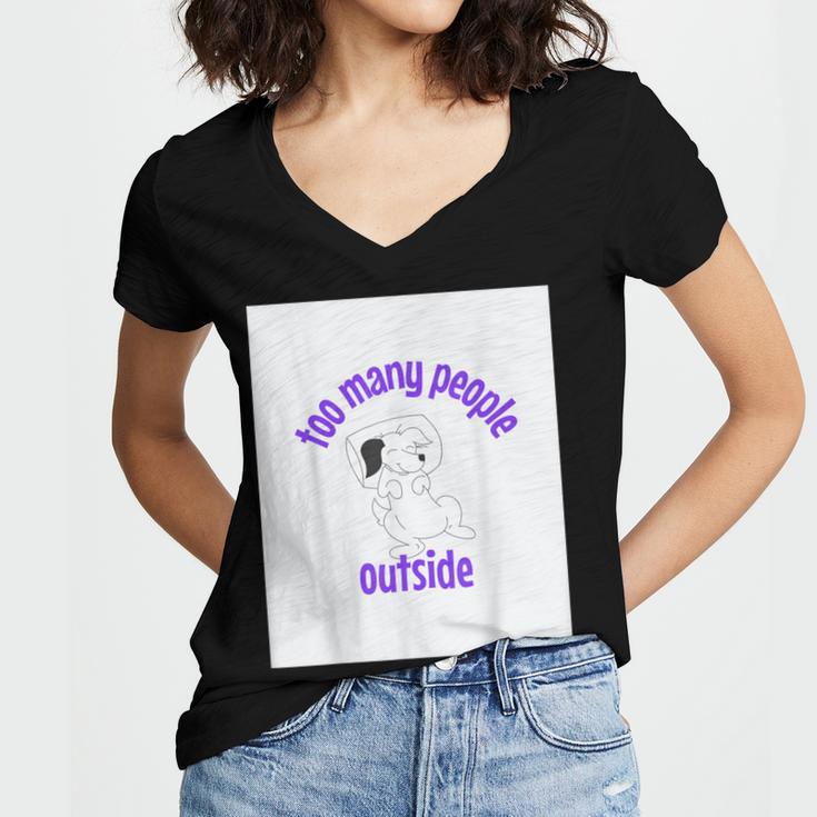 Cute Puppy With a Quote For Introverts Women's Jersey Short Sleeve Deep V-Neck Tshirt Cute Puppy With a Quote For Introverts Women's Jersey Short Sleeve Deep V-Neck Tshirt