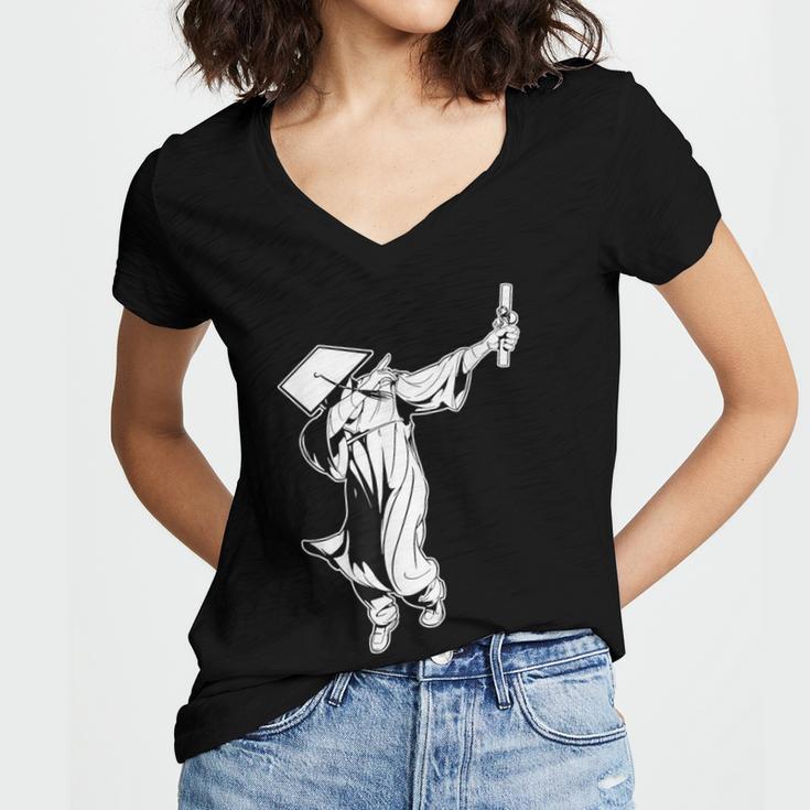 Dabbing Graduation Class Of 2025 Men Graduation Women's Jersey Short Sleeve Deep V-Neck Tshirt