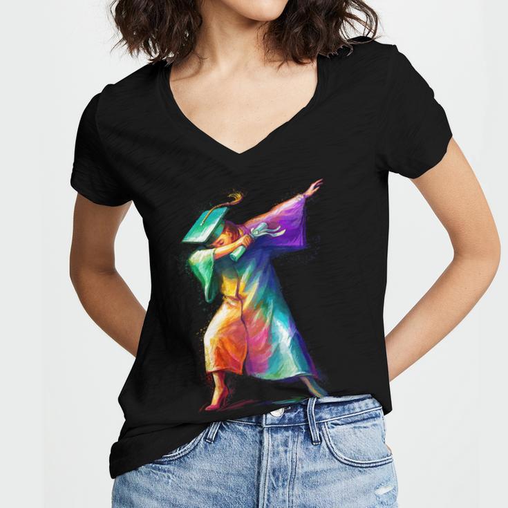 Dabbing Graduation Women Women's Jersey Short Sleeve Deep V-Neck Tshirt