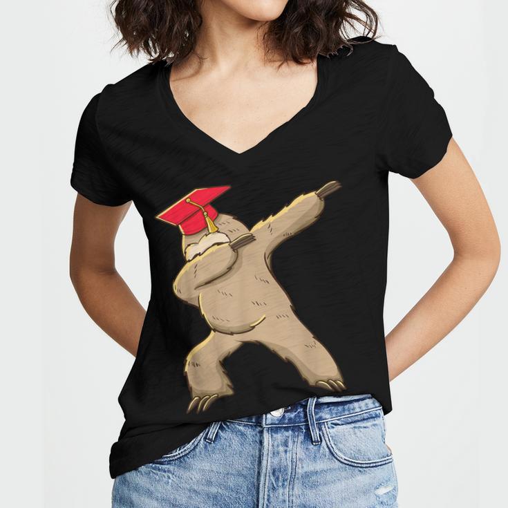 Dabbing Sloth School GraduationShirt For Kids Women's Jersey Short Sleeve Deep V-Neck Tshirt