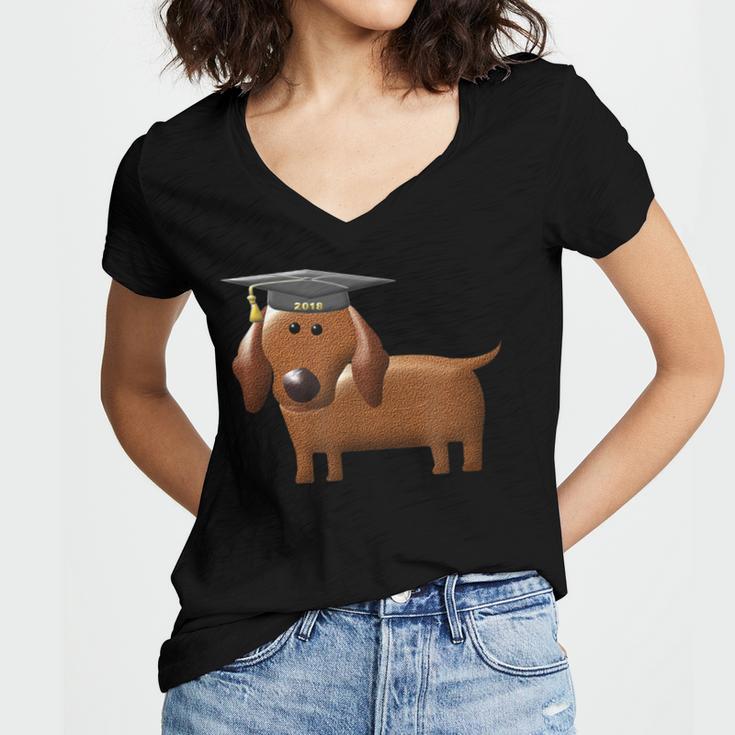 Dachshund Graduation 2018 Dog Graduation Shirt For Men Women Kids Women's Jersey Short Sleeve Deep V-Neck Tshirt