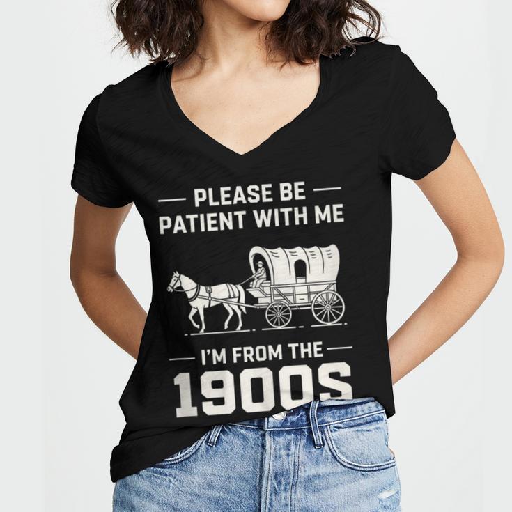Dad Please Be Patient With Me I'm From The 1900s Vintage Women's Jersey Short Sleeve Deep V-Neck Tshirt