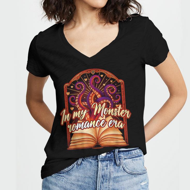 Dark Romance Smut Reader Spicy Book In My Monster Romance Women's Jersey Short Sleeve Deep V-Neck Tshirt