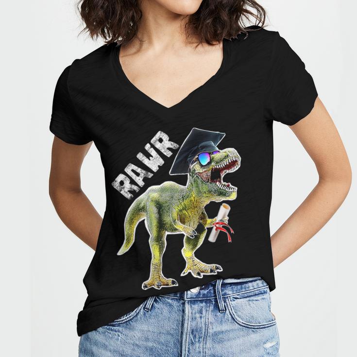 DinosaurRex Rawr Last Day Of School Graduation Shirt Women's Jersey Short Sleeve Deep V-Neck Tshirt
