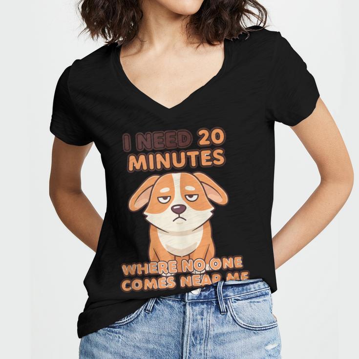 Dog Introvert I Need 20 Minutes Where No One Comes Women's Jersey Short Sleeve Deep V-Neck Tshirt Dog Introvert I Need 20 Minutes Where No One Comes Women's Jersey Short Sleeve Deep V-Neck Tshirt