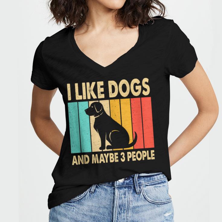 I Like Dogs And Maybe 3 People Introvert Women's Jersey Short Sleeve Deep V-Neck Tshirt I Like Dogs And Maybe 3 People Introvert Women's Jersey Short Sleeve Deep V-Neck Tshirt