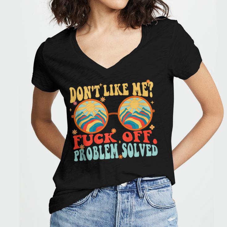 Don't Like Me Antisocial Introvert & Anti Social Women's Jersey Short Sleeve Deep V-Neck Tshirt