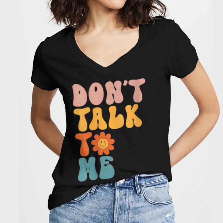 Don't Talk To Me Sarcastic Introvert Antisocial Women's Jersey Short Sleeve Deep V-Neck Tshirt