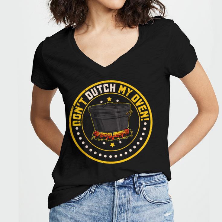 Dutch Oven Cookbook Casserole Cooking Cuisine Camping Recipe Women's Jersey Short Sleeve Deep V-Neck Tshirt