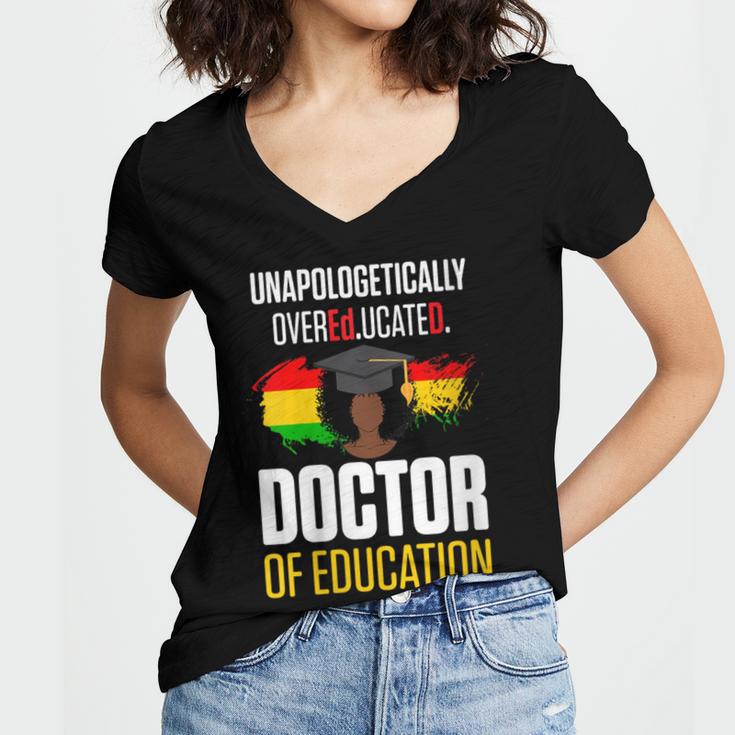 EdD Doctor Of Education Educated Doctorate Graduation Women's Jersey Short Sleeve Deep V-Neck Tshirt