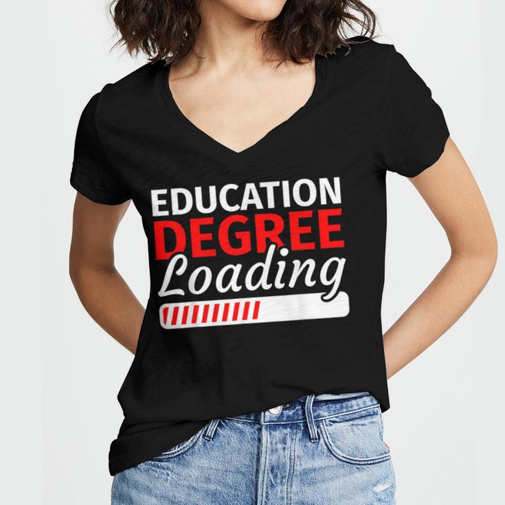 Education Major Shirts Teaching Degree Loading Graduation Women's Jersey Short Sleeve Deep V-Neck Tshirt