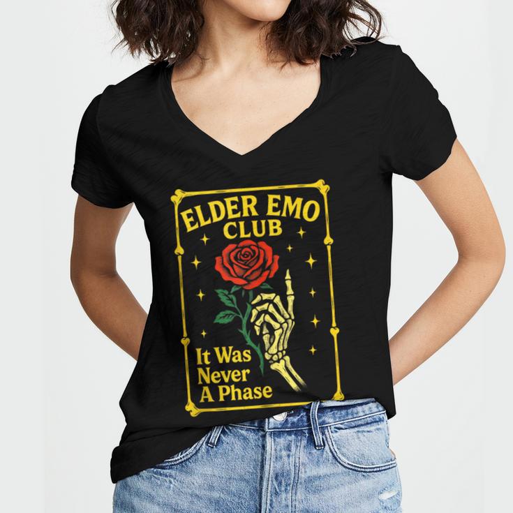 Elder Emo Club Emo Gothic Music Nostalgia Women's Jersey Short Sleeve Deep V-Neck Tshirt