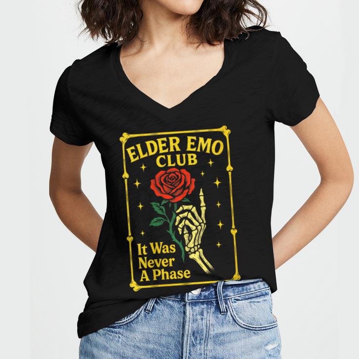 Elder Emo Club Emo Gothic Music Nostalgia Women's Jersey Short Sleeve Deep V-Neck Tshirt Elder Emo Club Emo Gothic Music Nostalgia Women's Jersey Short Sleeve Deep V-Neck Tshirt
