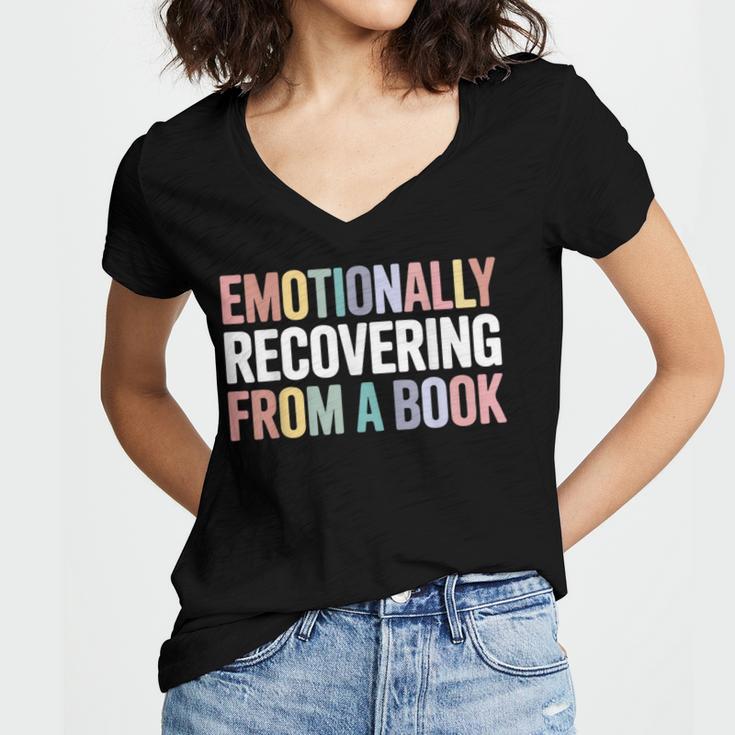 Emotionally Recovering From a Book Reading Librarian Women's Jersey Short Sleeve Deep V-Neck Tshirt