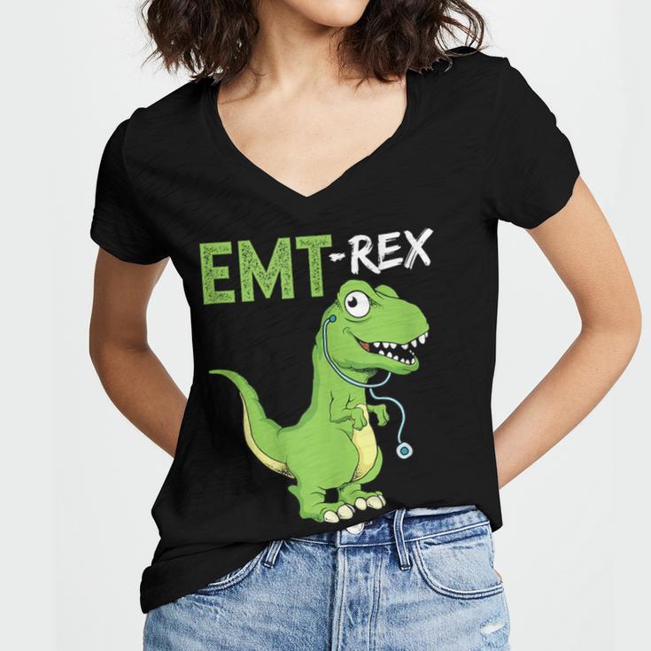 EMT Rex Paramedic Graduation Firefighter Women's Jersey Short Sleeve Deep V-Neck Tshirt