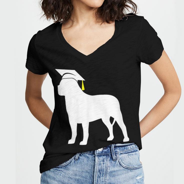 English Mastiff Graduation Dog Graduate Women's Jersey Short Sleeve Deep V-Neck Tshirt