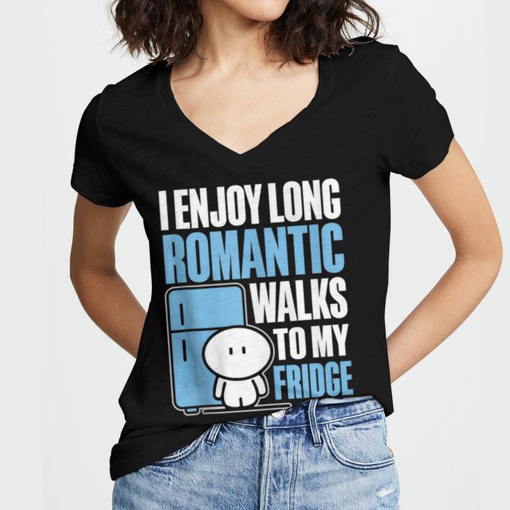 I Enjoy Long Romantic Walks To My Fridge Introvert Women's Jersey Short Sleeve Deep V-Neck Tshirt I Enjoy Long Romantic Walks To My Fridge Introvert Women's Jersey Short Sleeve Deep V-Neck Tshirt