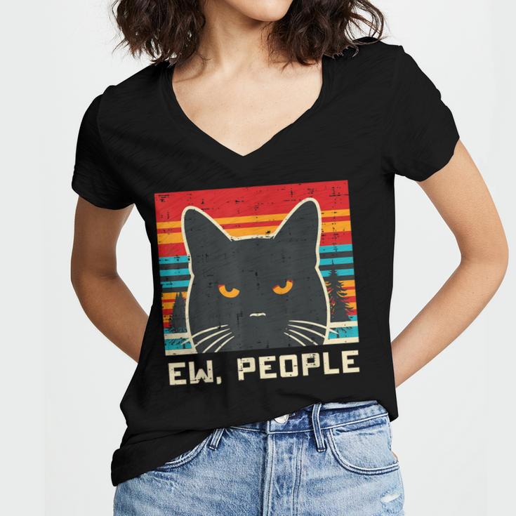 Ew People Cat Saying Introvert Women Men Kids Women's Jersey Short Sleeve Deep V-Neck Tshirt Ew People Cat Saying Introvert Women Men Kids Women's Jersey Short Sleeve Deep V-Neck Tshirt