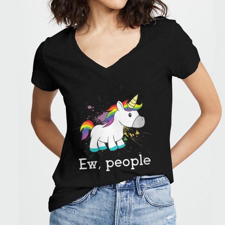 Ew People Unicorn Lover Introvert Rainbow Unicorn Women's Jersey Short Sleeve Deep V-Neck Tshirt Ew People Unicorn Lover Introvert Rainbow Unicorn Women's Jersey Short Sleeve Deep V-Neck Tshirt
