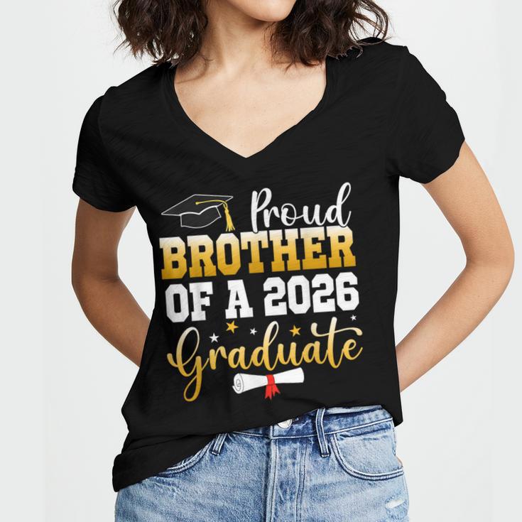 Family Graduation Party Proud Brother Of A 2026 Graduate Women's Jersey Short Sleeve Deep V-Neck Tshirt