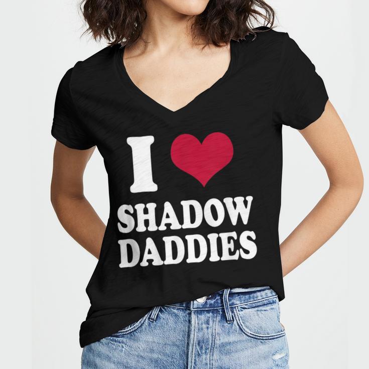 Fantasy Romantasy Book Lover I Love Heart Shadow Daddies Women's Jersey Short Sleeve Deep V-Neck Tshirt