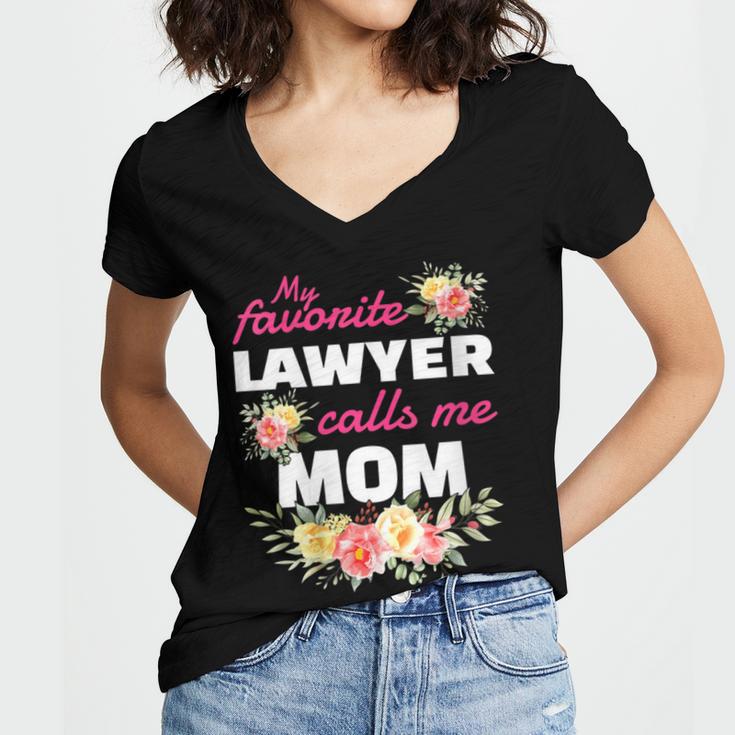 My Favorite Lawyer Calls Me Mom Graduation Women's Jersey Short Sleeve Deep V-Neck Tshirt