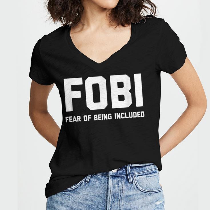 Fear Of Being Included Fobi Sarcastic Women Introvert-Chic Women's Jersey Short Sleeve Deep V-Neck Tshirt Fear Of Being Included Fobi Sarcastic Women Introvert-Chic Women's Jersey Short Sleeve Deep V-Neck Tshirt