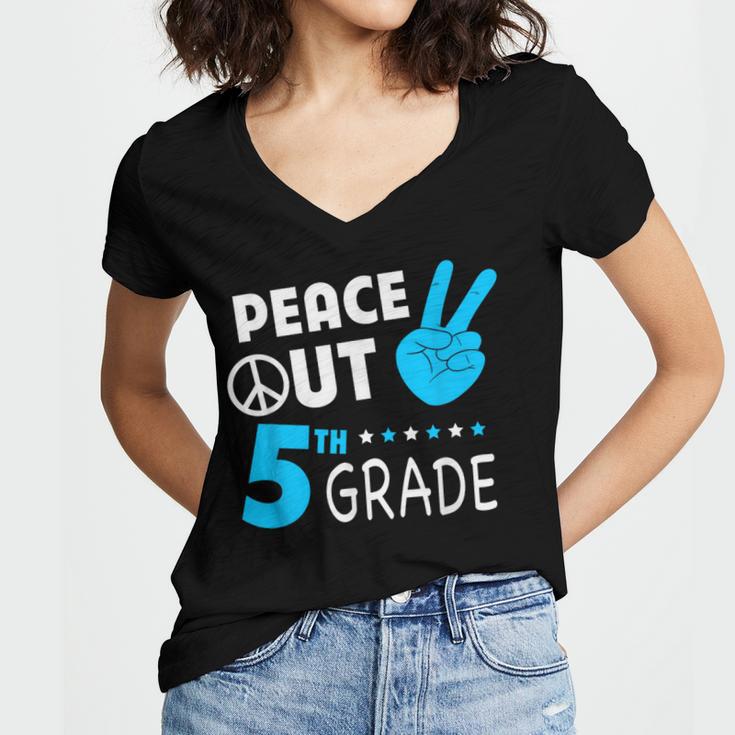 Fifth Grade Graduation Peace Out 5th Grade Boys Women's Jersey Short Sleeve Deep V-Neck Tshirt