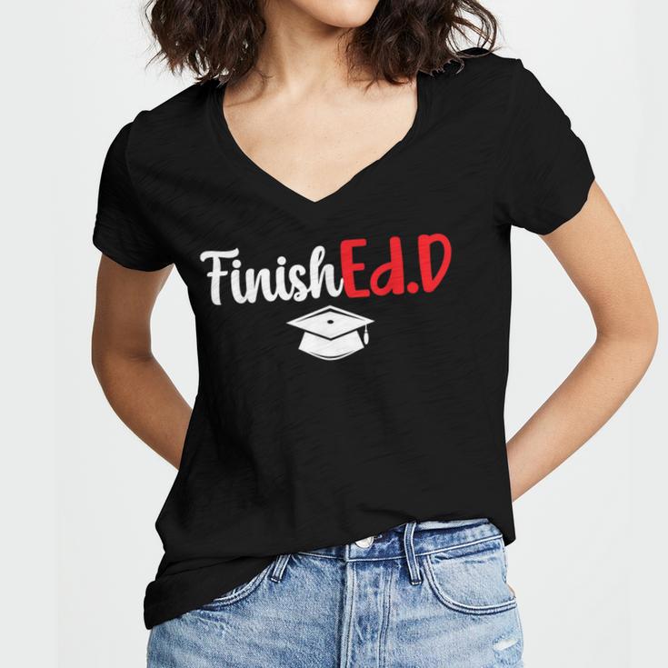 FinishEdD Doctor Of Education Graduate EdD Graduation Women's Jersey Short Sleeve Deep V-Neck Tshirt