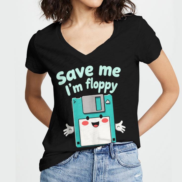 Floppy Disk Retro Tech Nostalgia Old School Computing Humor Women's Jersey Short Sleeve Deep V-Neck Tshirt Floppy Disk Retro Tech Nostalgia Old School Computing Humor Women's Jersey Short Sleeve Deep V-Neck Tshirt