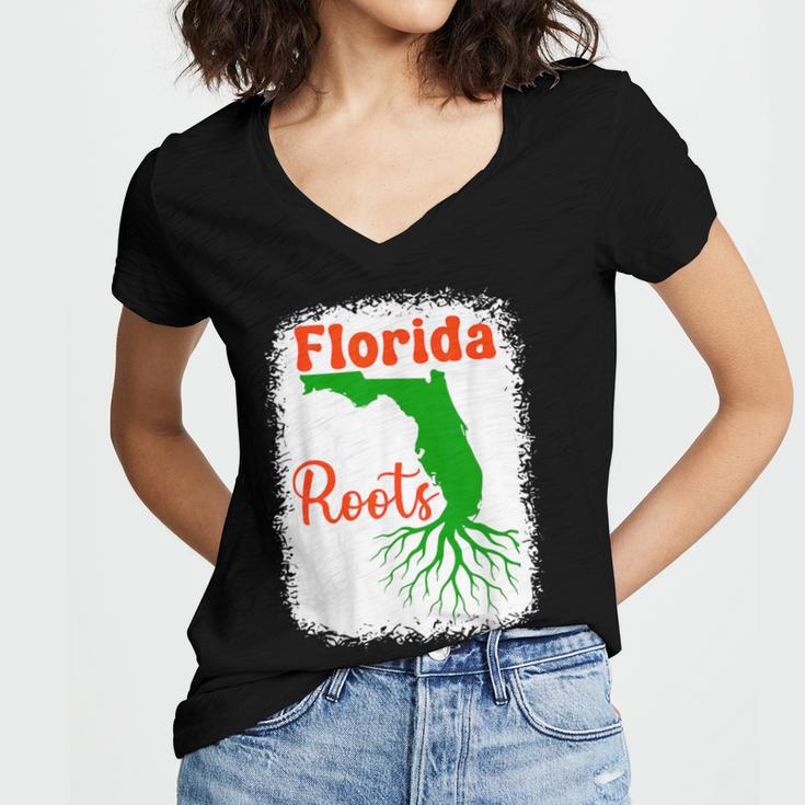 Florida Roots Florida Nostalgia Women's Jersey Short Sleeve Deep V-Neck Tshirt
