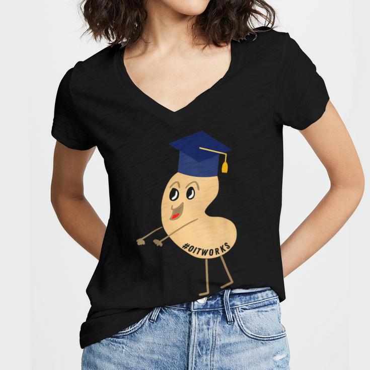 Flossing Cashew OIT For Tree Nut OIT Graduation Women's Jersey Short Sleeve Deep V-Neck Tshirt