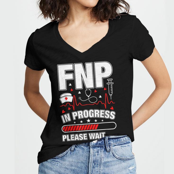 FNP In Progress Graduation Family Nurse Practitioner Women's Jersey Short Sleeve Deep V-Neck Tshirt
